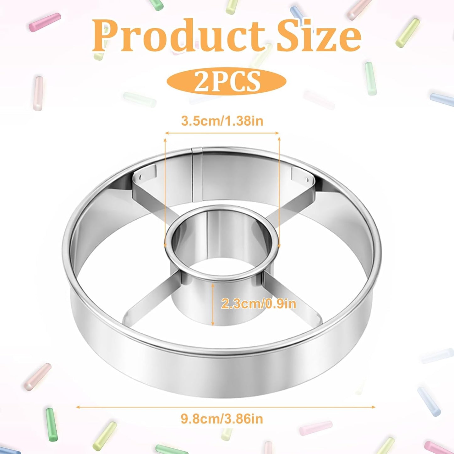 Paquete de 2 cortadores de donas de acero inoxidable 3.86 pulgadas