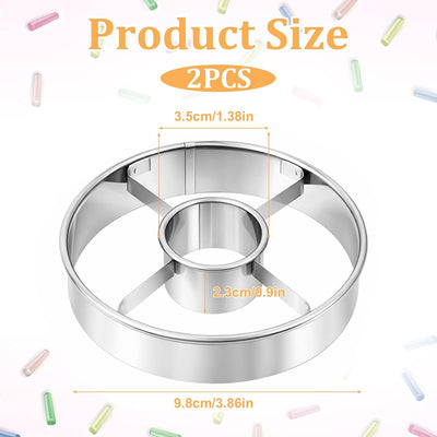 Paquete de 2 cortadores de donas de acero inoxidable 3.86 pulgadas