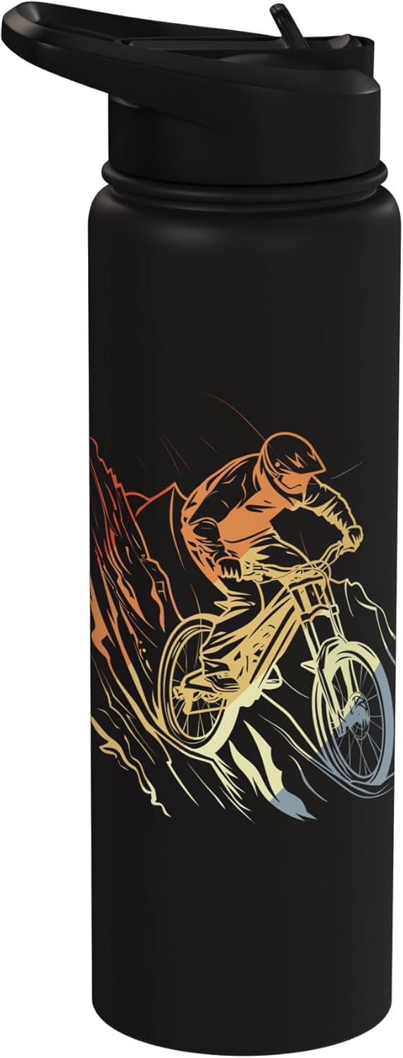 Botella de agua acero inoxidable vintage para bicicleta de montaña