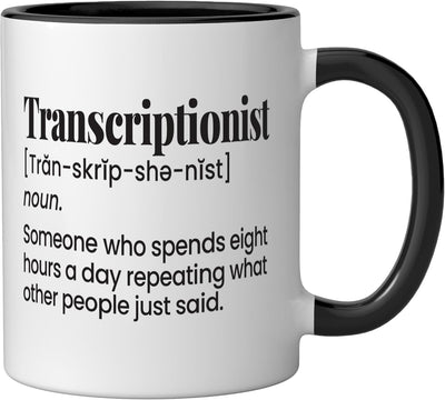 Taza de cerámica para transcriptor humorístico definición de tipista negra/blanca