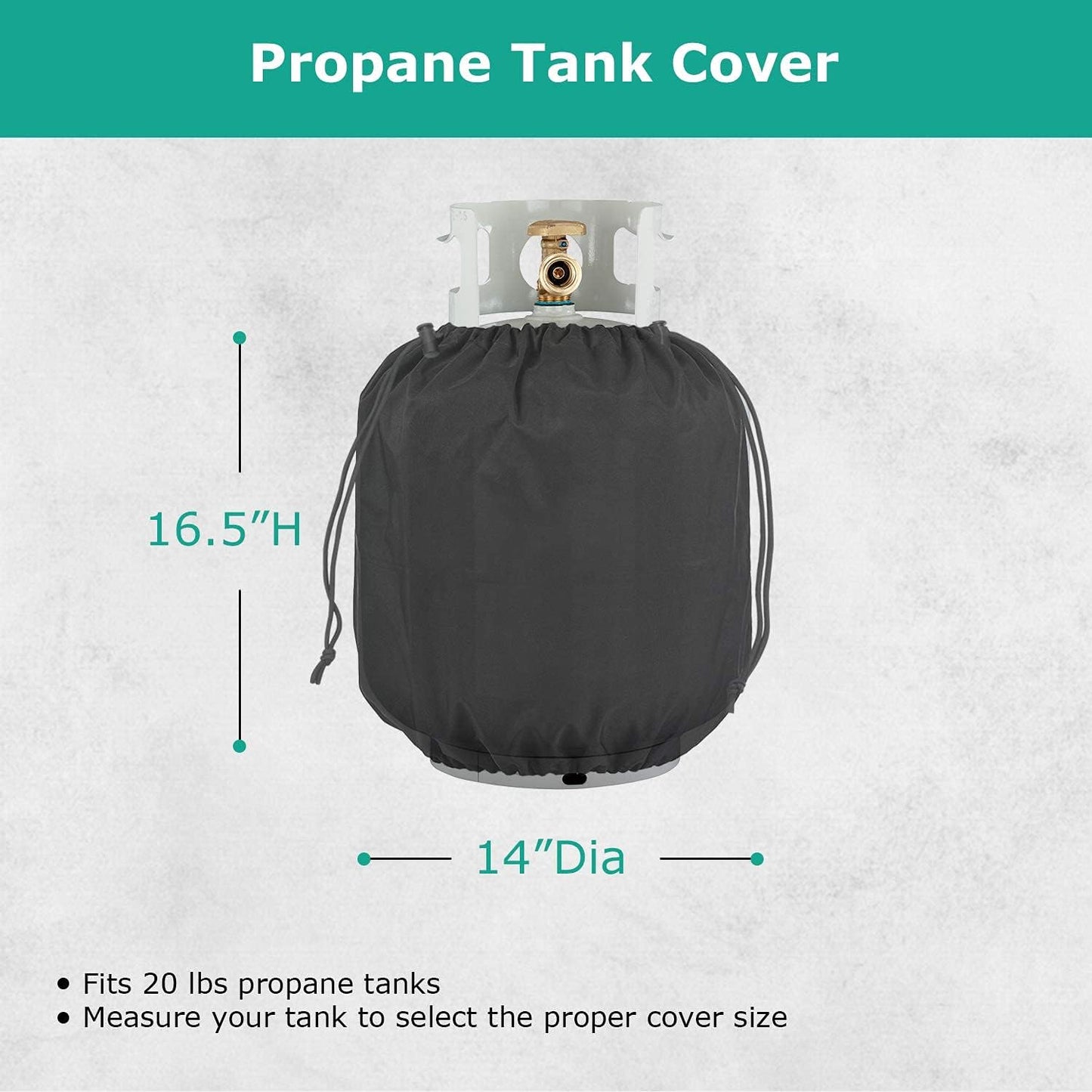 Cubierta tanque propano 20lb impermeable 14x16.5pulg negro