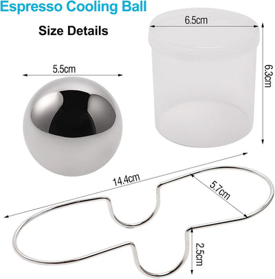 Bola de enfriamiento para café expreso de acero inoxidable, paquete de 2