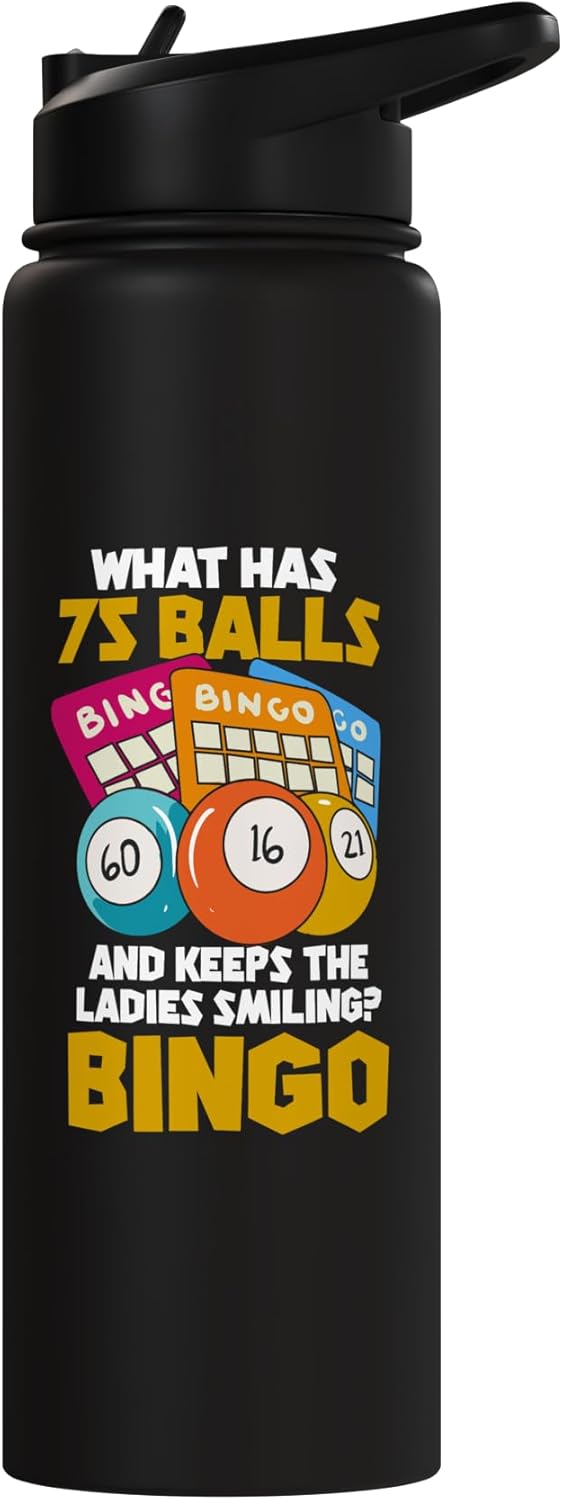 Botella de agua acero inoxidable aislada para juego de bingo con 75 bolas