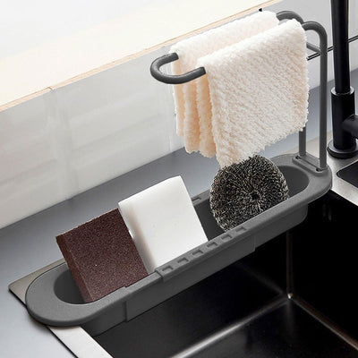 Organizador fregadero cocina con soporte toallas y colador drenaje