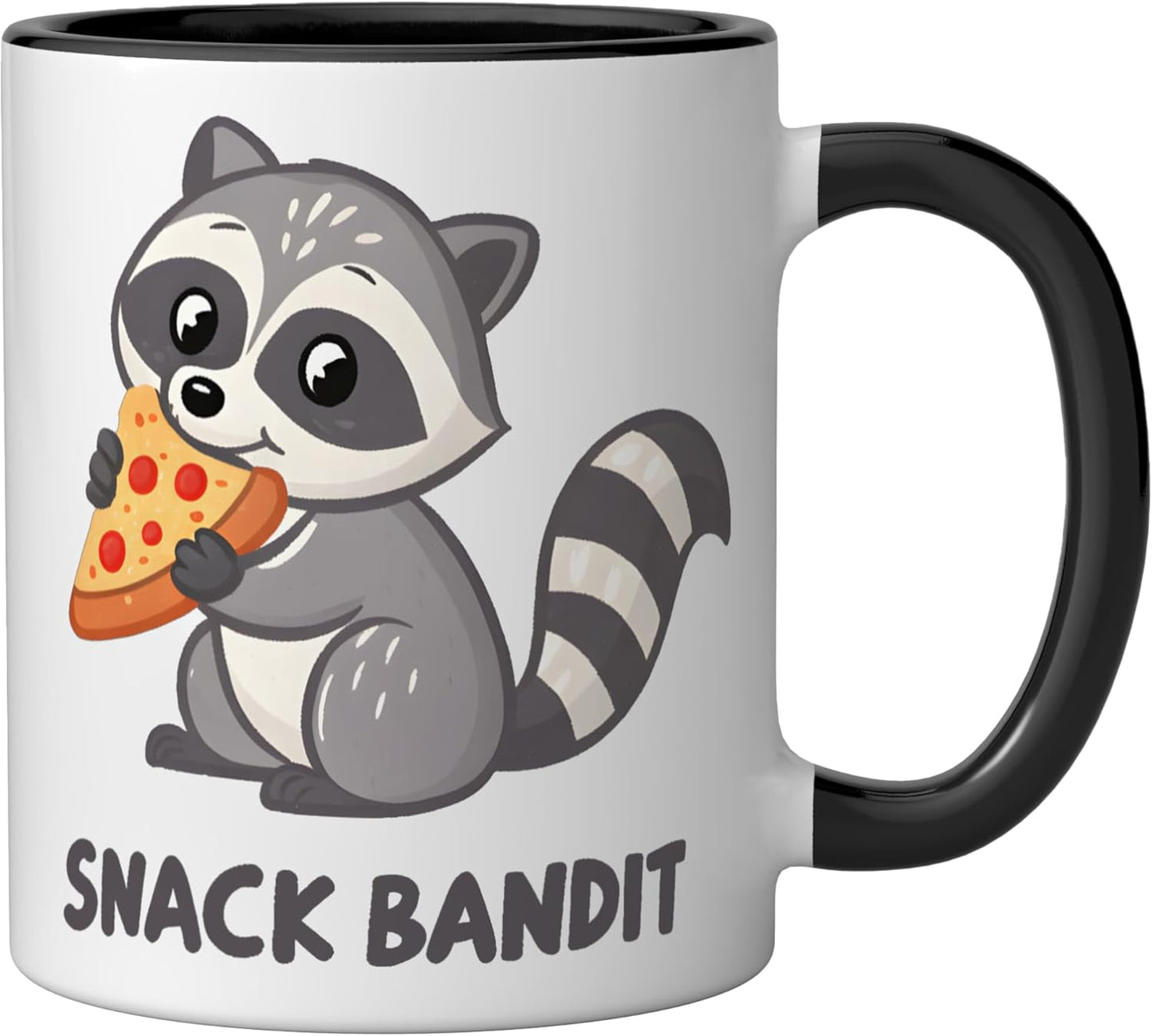 Taza Cerámica Ratoncito Comiendo Pizza Negro/Blanco