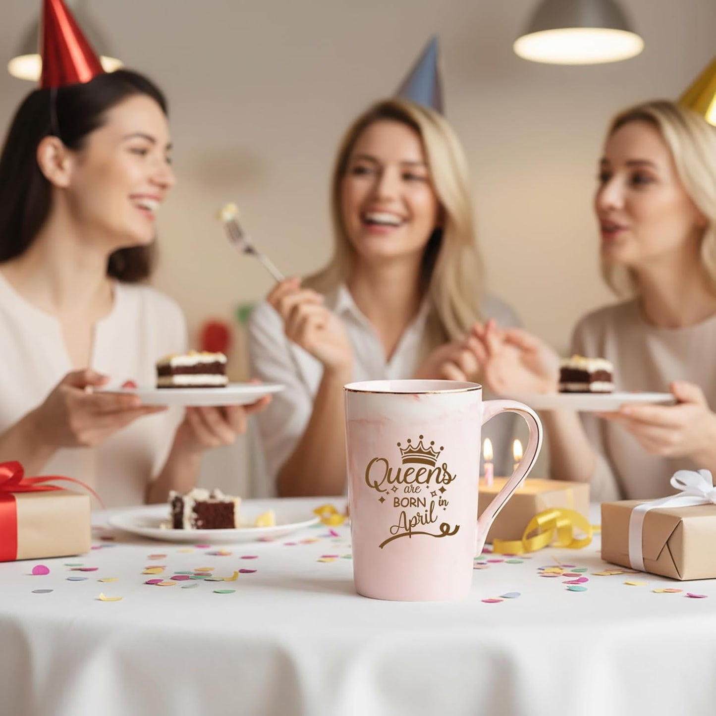 Taza rosa 14oz regalo cumpleaños mujer abril