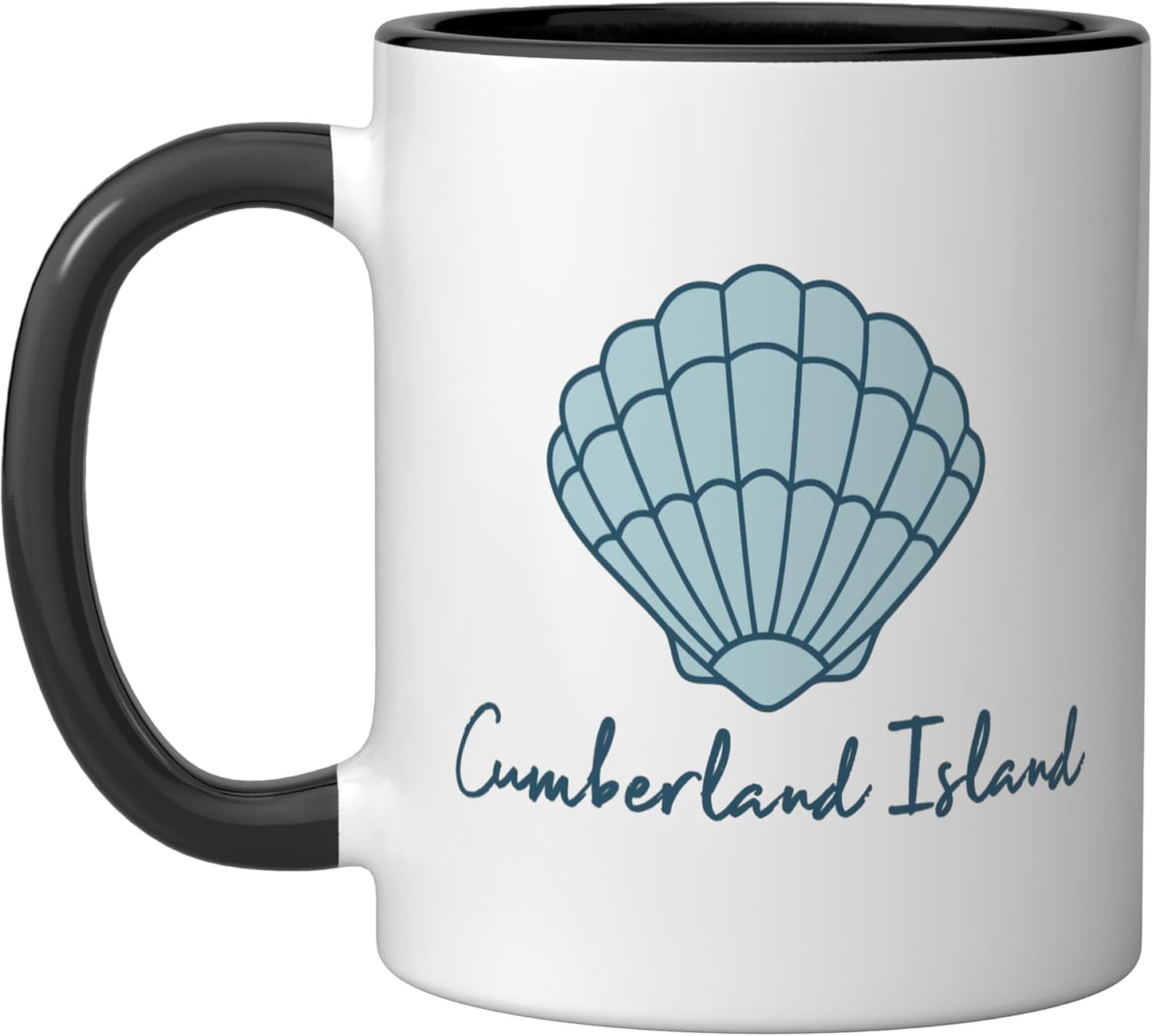 Taza cerámica Cumberland Island Seashore Georgia playa con conchas negra/blanca