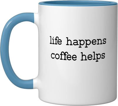Taza Cerámica Café con Frases Motivadoras Azul/Blanco