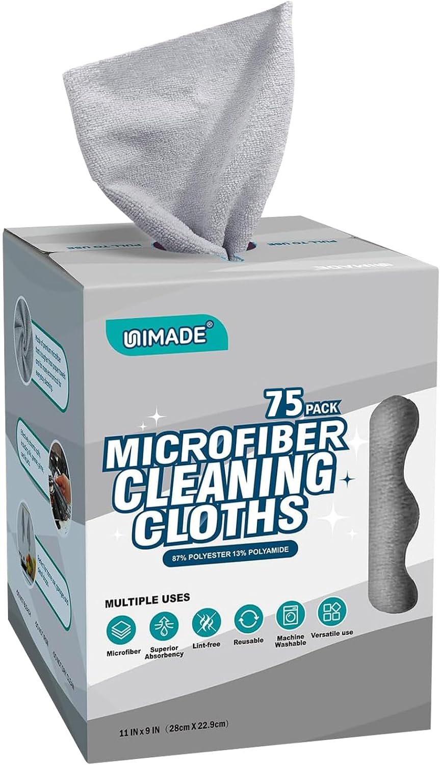 Toalla microfibra 75 pzas para coche y hogar 11x9 gris