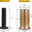 Insertos madera roscados 1/4-20 x 1-5/32 28 pzas
