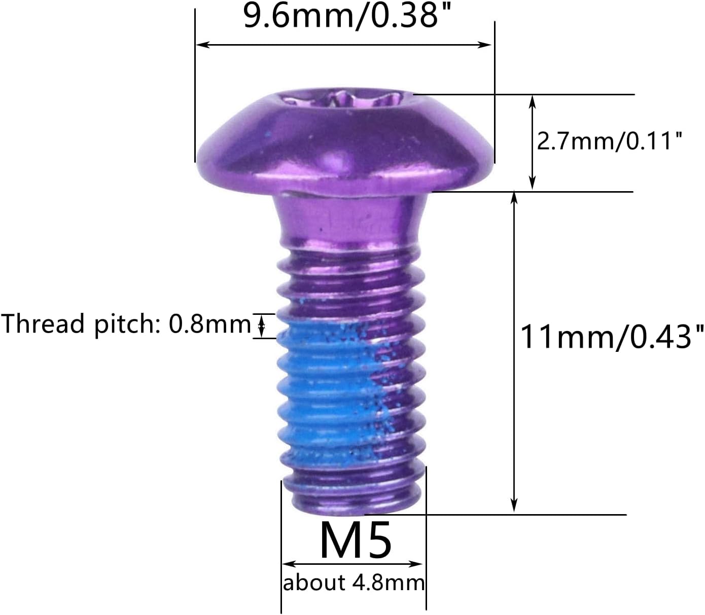 Tornillo Torx T25 acero inox M5 para jaula bicicleta 12 Uds