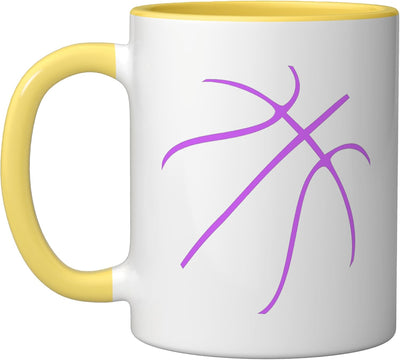 Taza de cerámica para baloncesto deportivo color púrpura amarillo/blanco