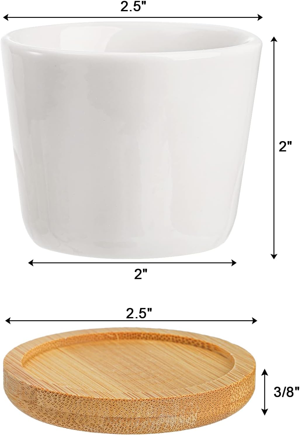 12 Macetas Cerámica Blanca 2.5pulg Bambú Decoración