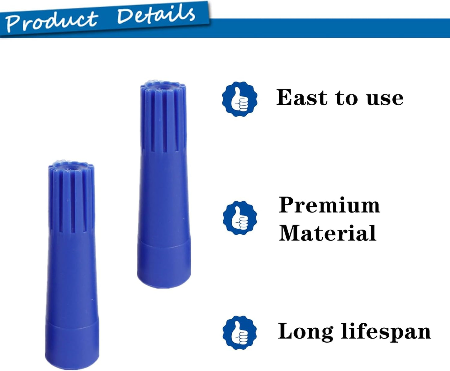 3 Adaptadores Escobilla Goma Azul Punta Cónica Fricción