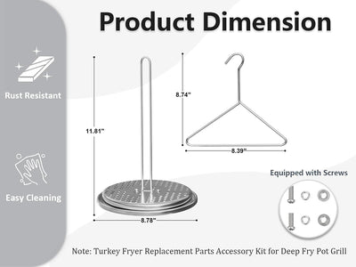 Kit repuestos freidora pavo gancho colgador estante acero inox
