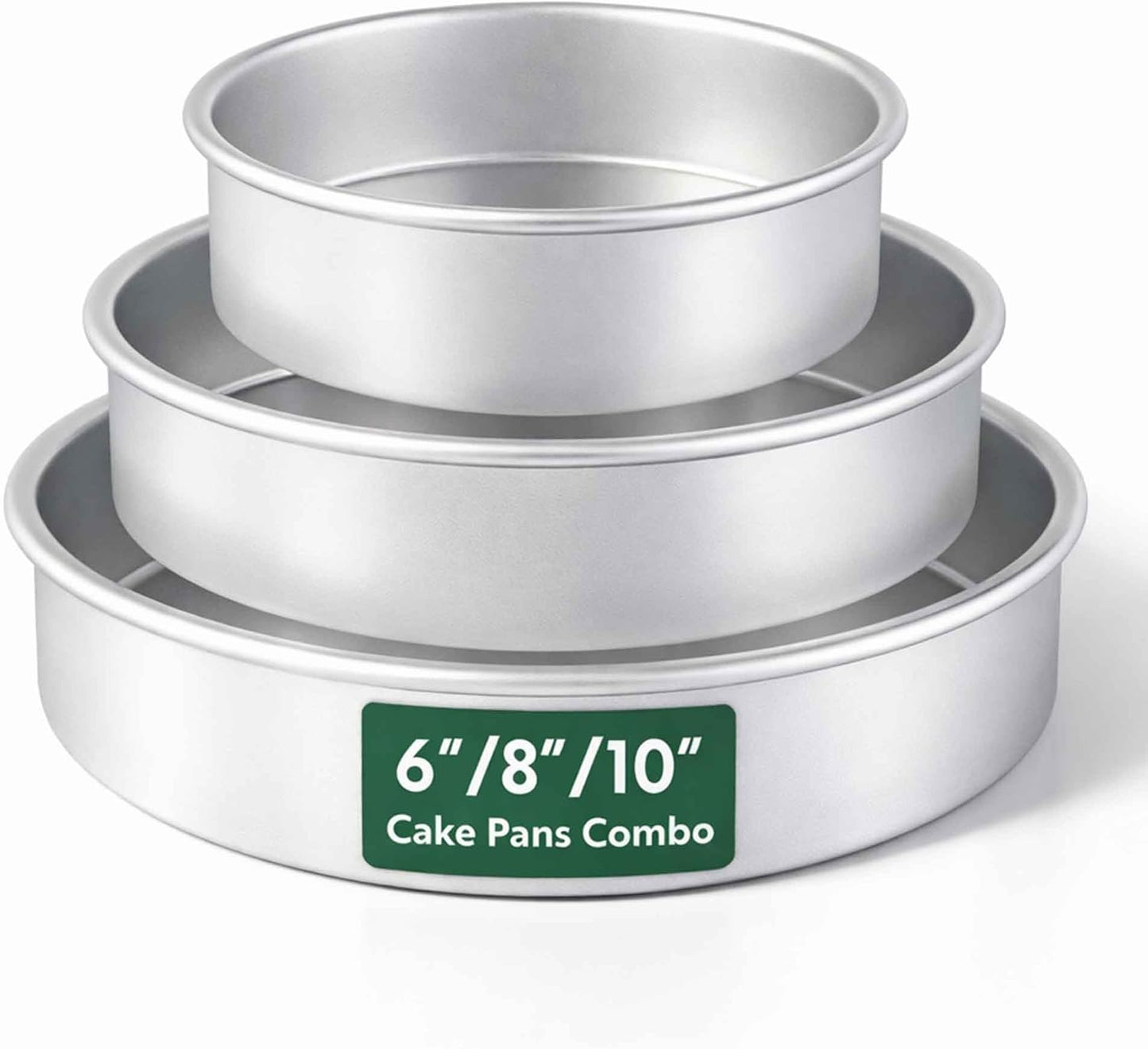 Juego de 3 moldes redondos de aluminio para hornear 10, 8 y 6 pulgadas