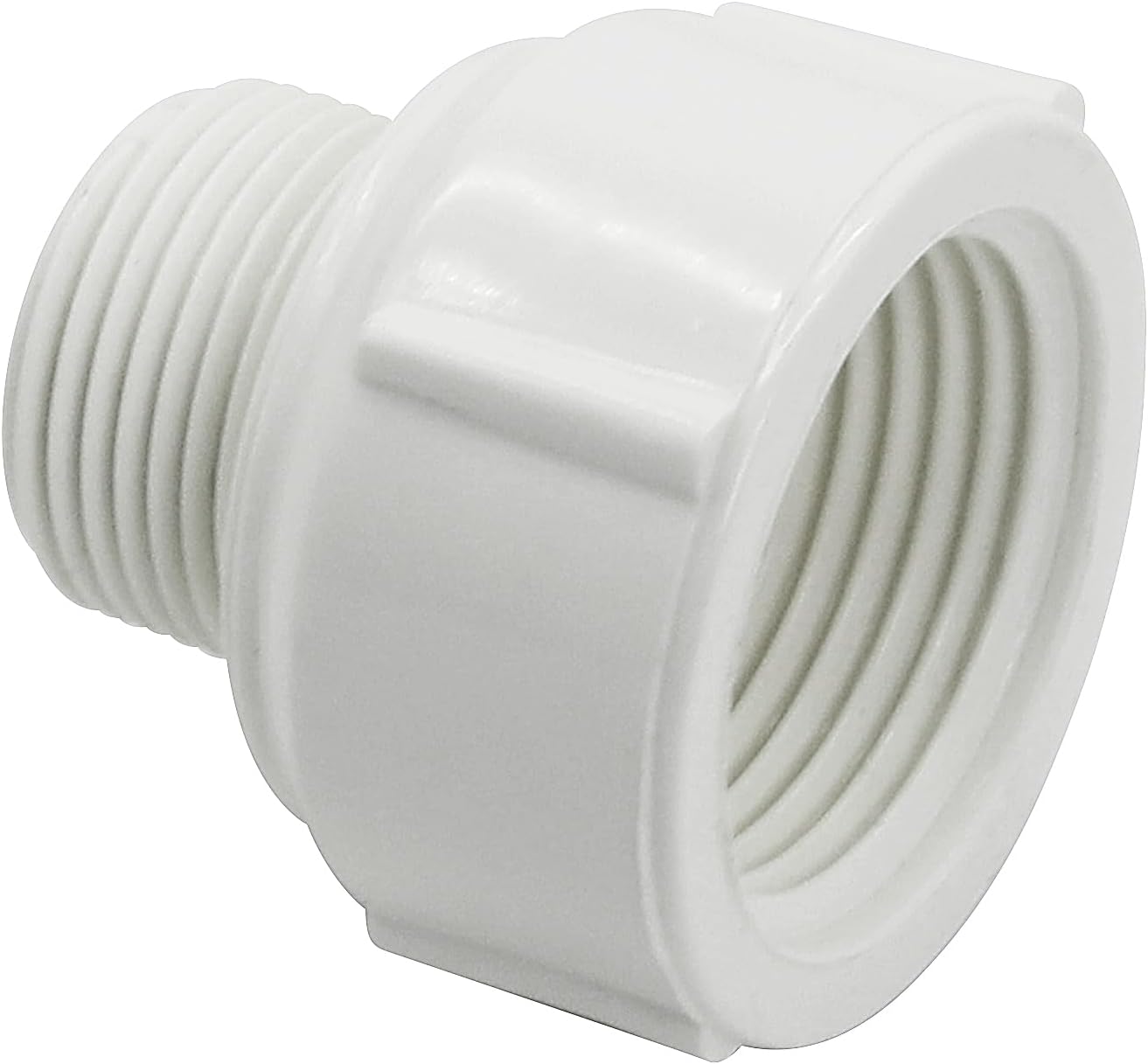Adaptador manguera jardín PVC 1/2 macho a 3/4 hembra blanco