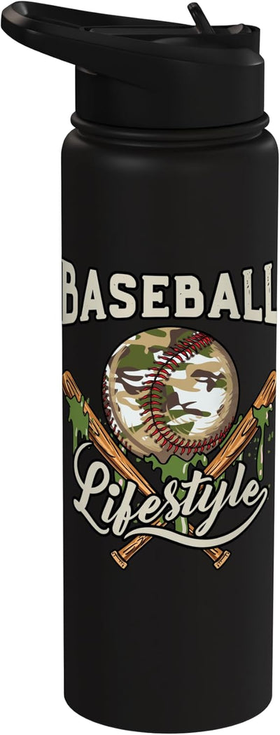 Botella de agua isotérmica camo para niños estilo béisbol