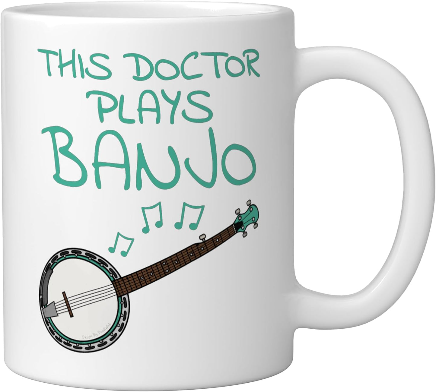Taza de cerámica para doctor que toca banjo, estilo folk blanco