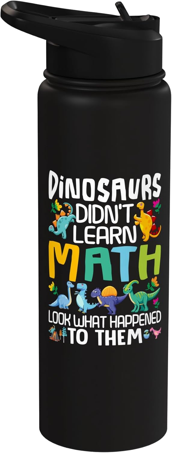 Botella agua acero inox aislada chiste matemático dinosaurios