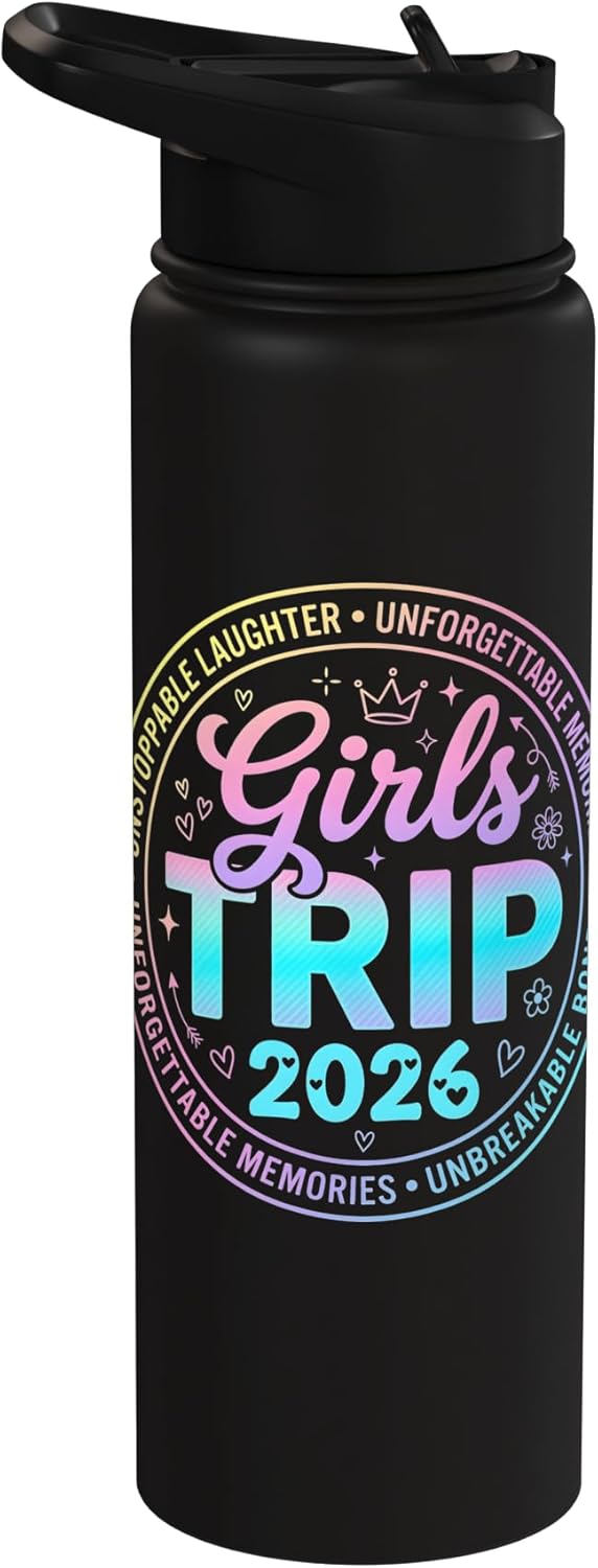 Botella de agua acero inoxidable aislada para chicas viaje fin de semana