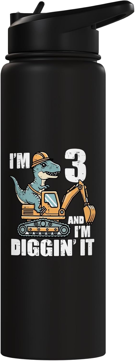 Botella de agua acero inoxidable aislada para niño dinosaurio