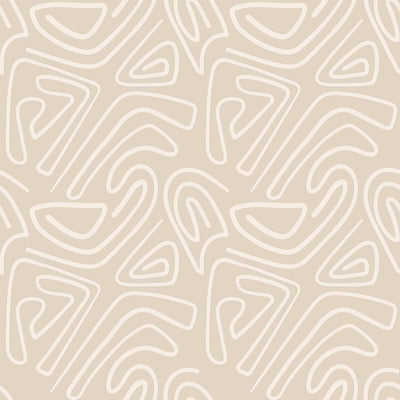 Papel tapiz geométrico abstracto beige para despegar y pegar