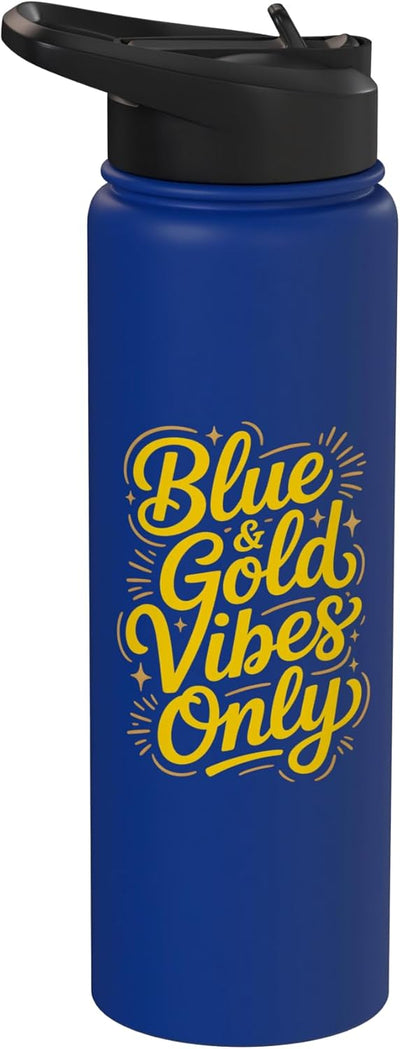 Botella de agua acero inoxidable aislada Blue Gold Vibes Only