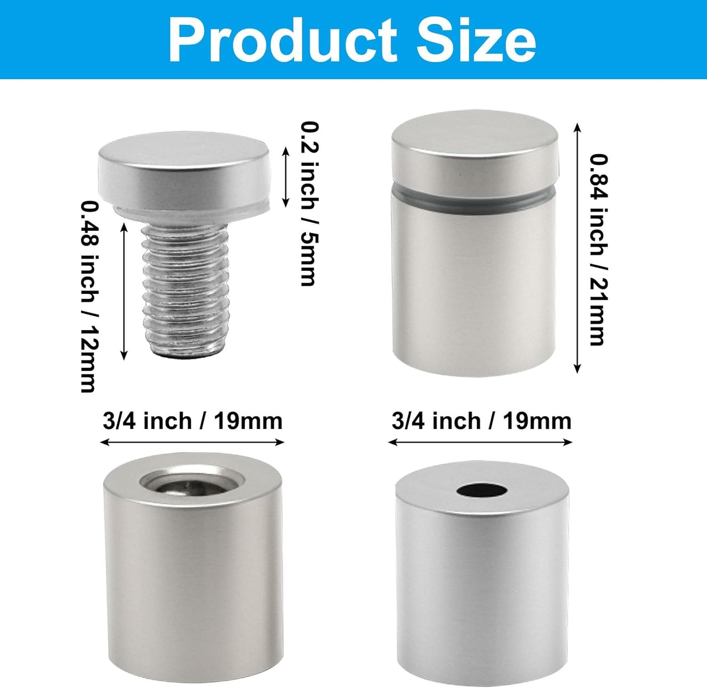 8 Pzas Tornillos Soporte Acero Inox para Paneles