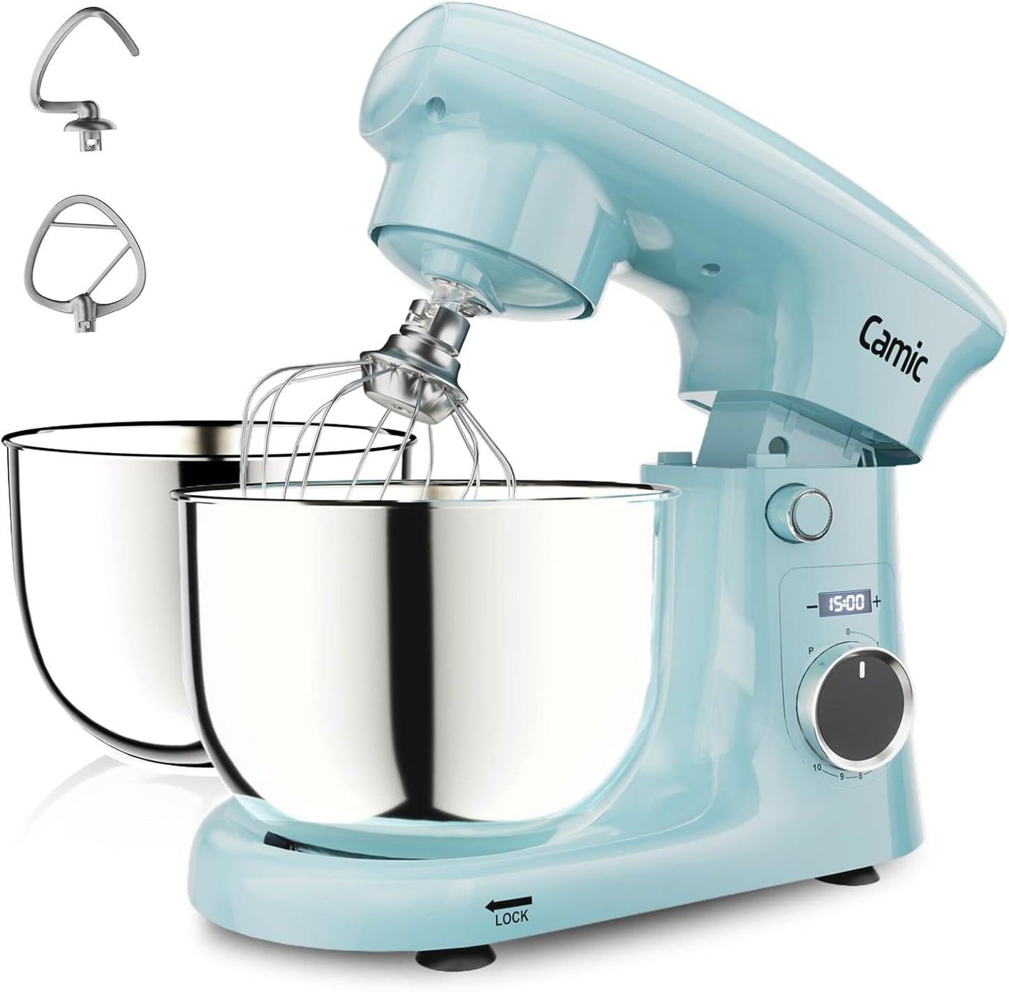 Batidora de pie 4.2-5.3qt 10 velocidades digital 3 en 1 azul