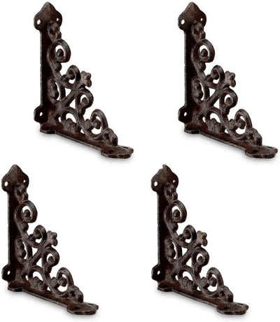 Set 4 Soportes Estante Hierro Fundido 4x4pulg Vintage