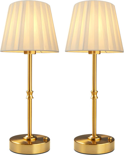 Lámpara mesa inalámbrica recargable dorada vintage 2700K set 2