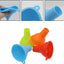 Juego de 4 embudos de silicona flexibles multicolor para botellas y frascos