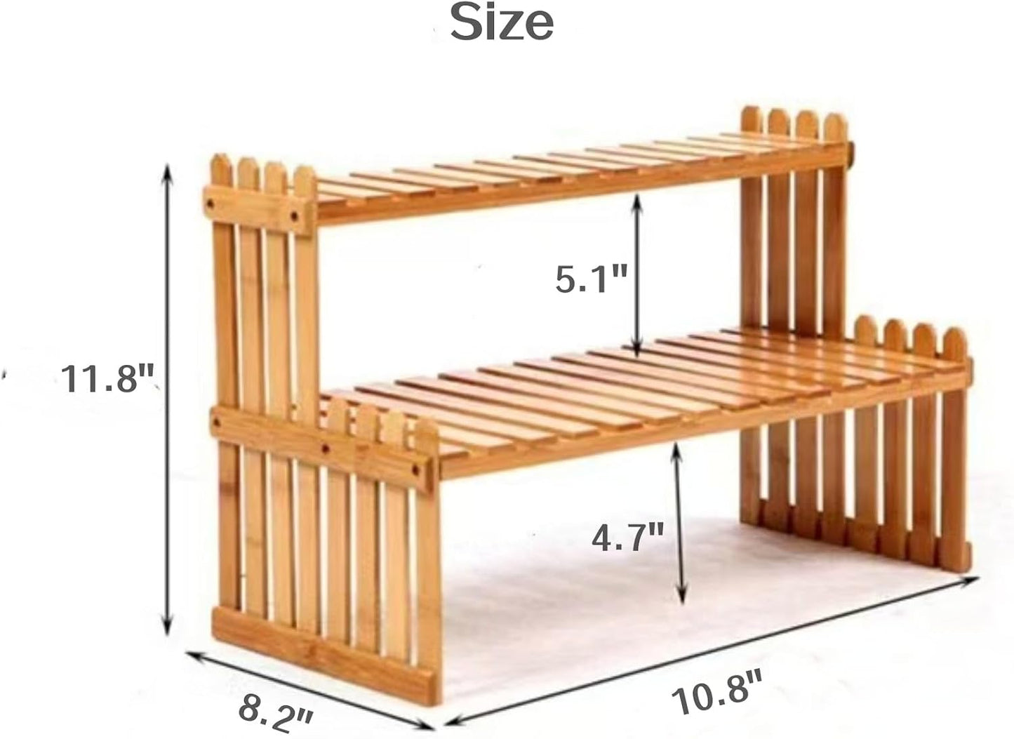 Estante bambú 2 niveles soporte macetas escritorio ajustable