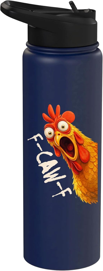Botella agua acero inox aislada con diseño gallina