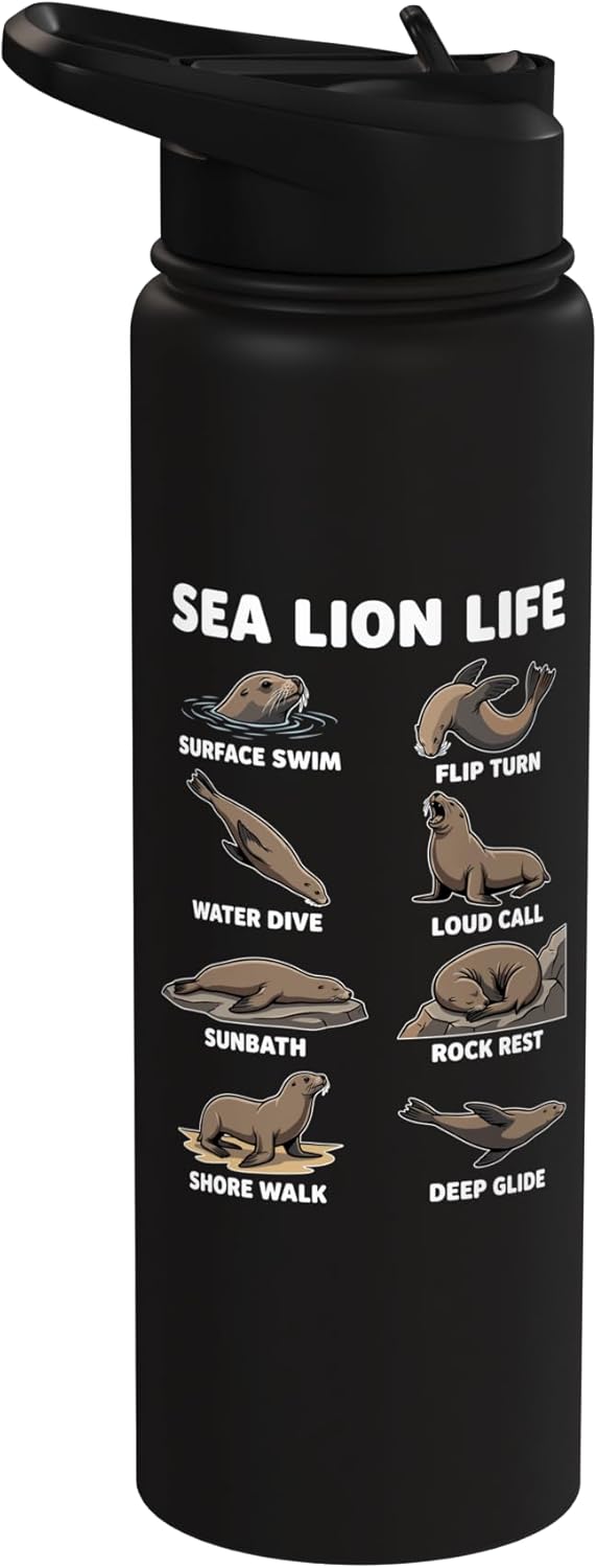 Botella de agua aislada de acero inoxidable Sea Lion Life