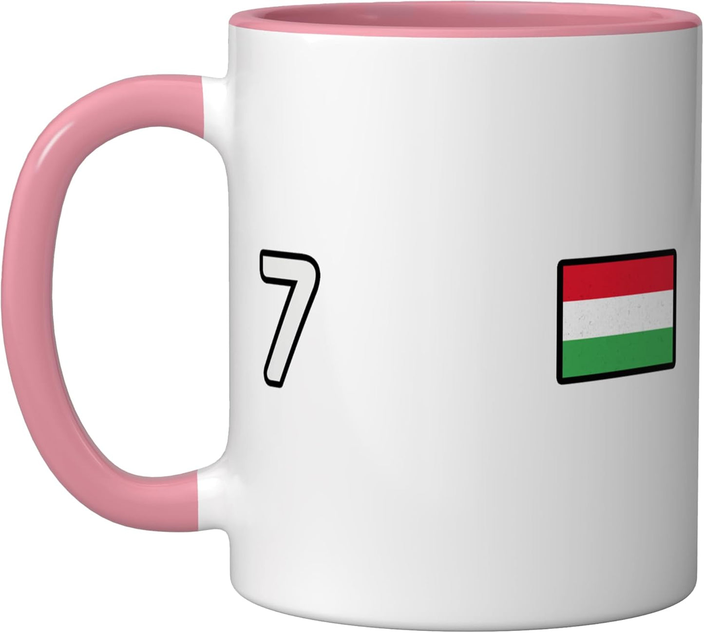 Taza Cerámica Bandera Hungría Rosa/Blanco