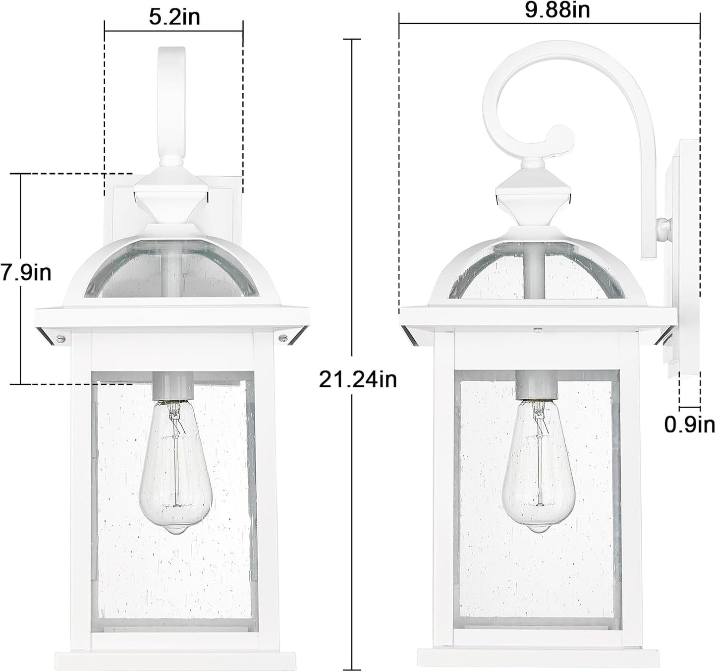 2 Lámparas pared exteriores 22pulg vidrio sembrado impermeable
