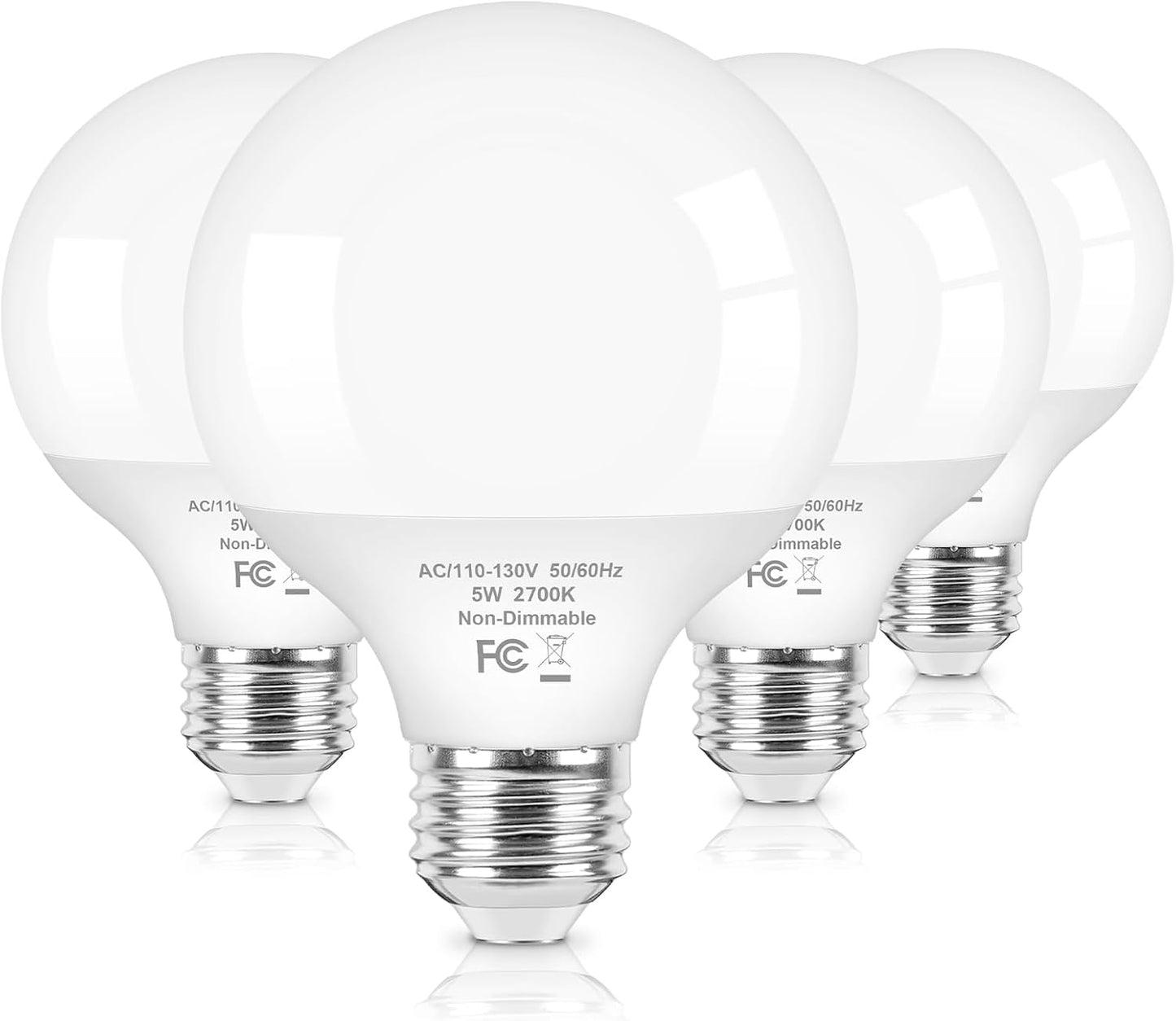 Bombillas LED G25 blanco cálido 2700K base E26 baño 5W