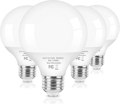 Bombillas LED G25 blanco cálido 2700K base E26 baño 5W