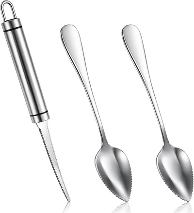Set 3 cuchillos cuchara pomelo acero inox mango ergonómico frutas