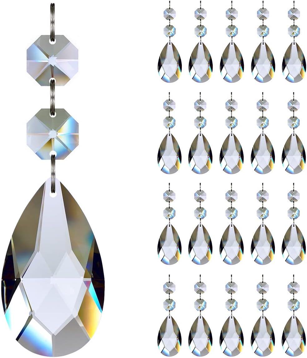 20 Pzas Cristales Lágrima 1.969pulg Transparentes para Candelabro