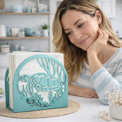 Servilletero metálico de tortuga marina para mesa decoración náutica
