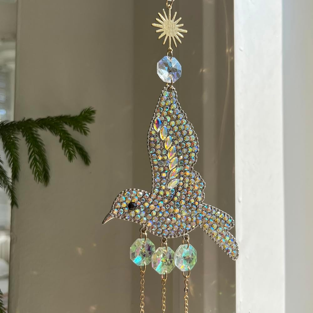 Atrapasoles de cristal para ventana decoración colibrí