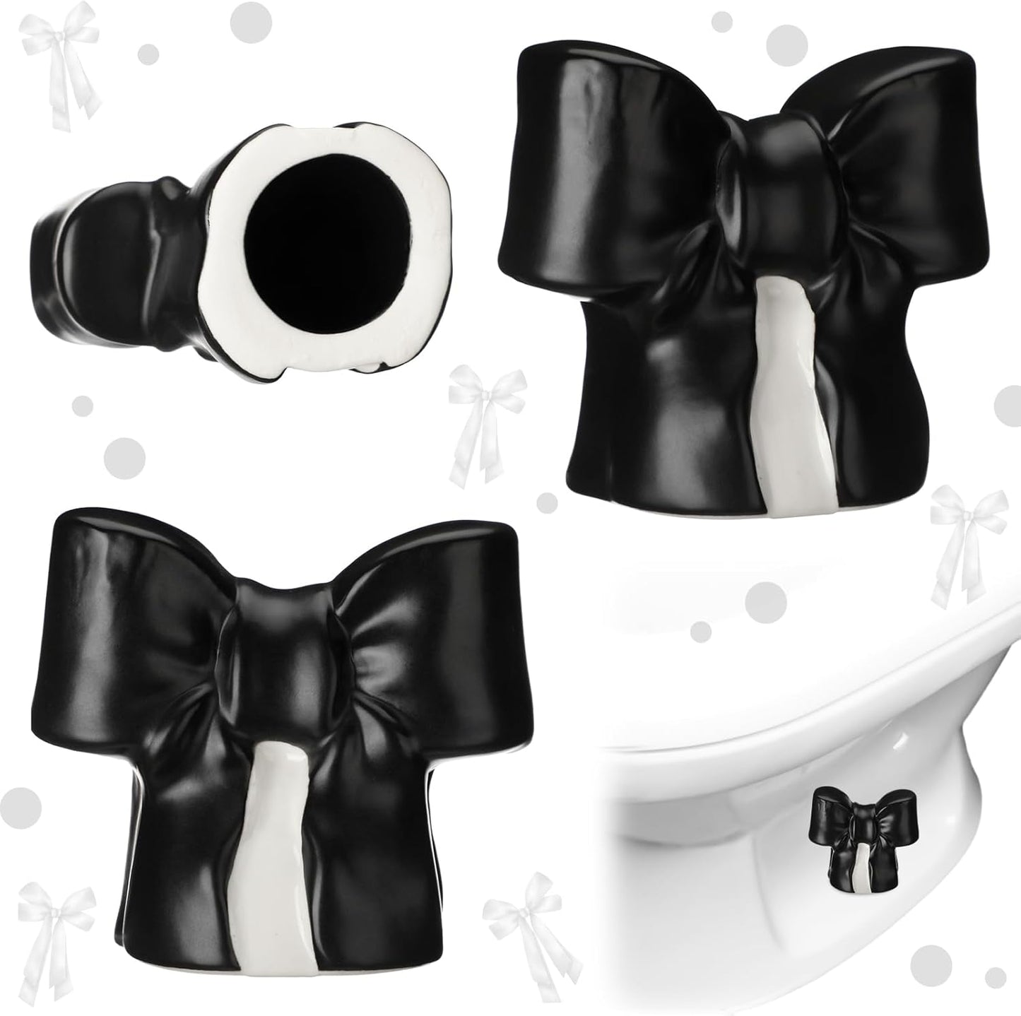 2 Tapas Cerámica Decorativas para Pernos Inodoro Negro