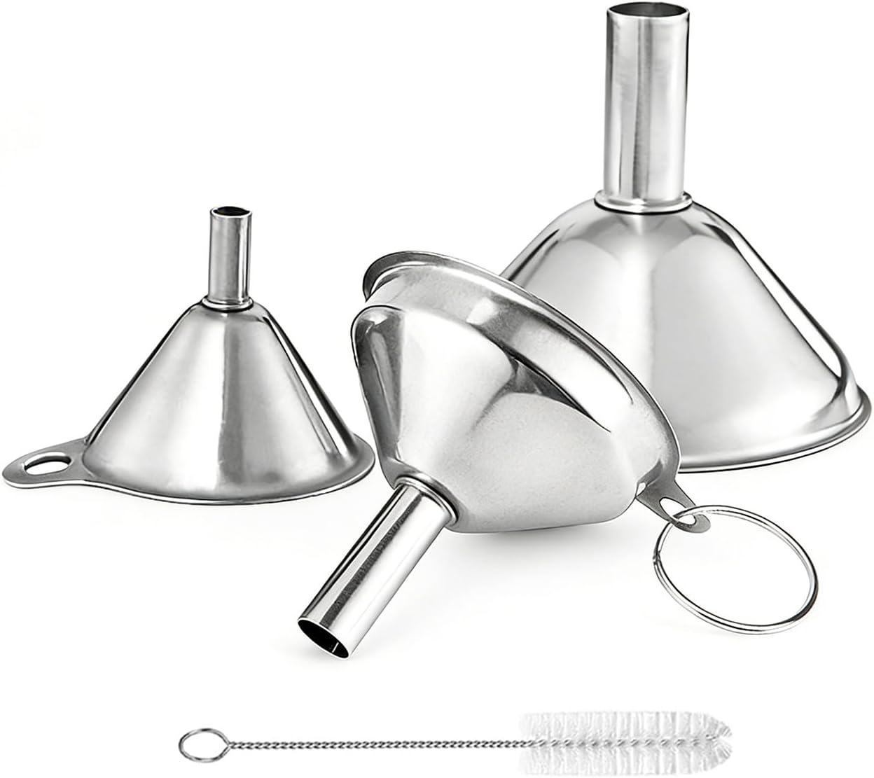 Set 3 embudos acero inox para botellas cocina