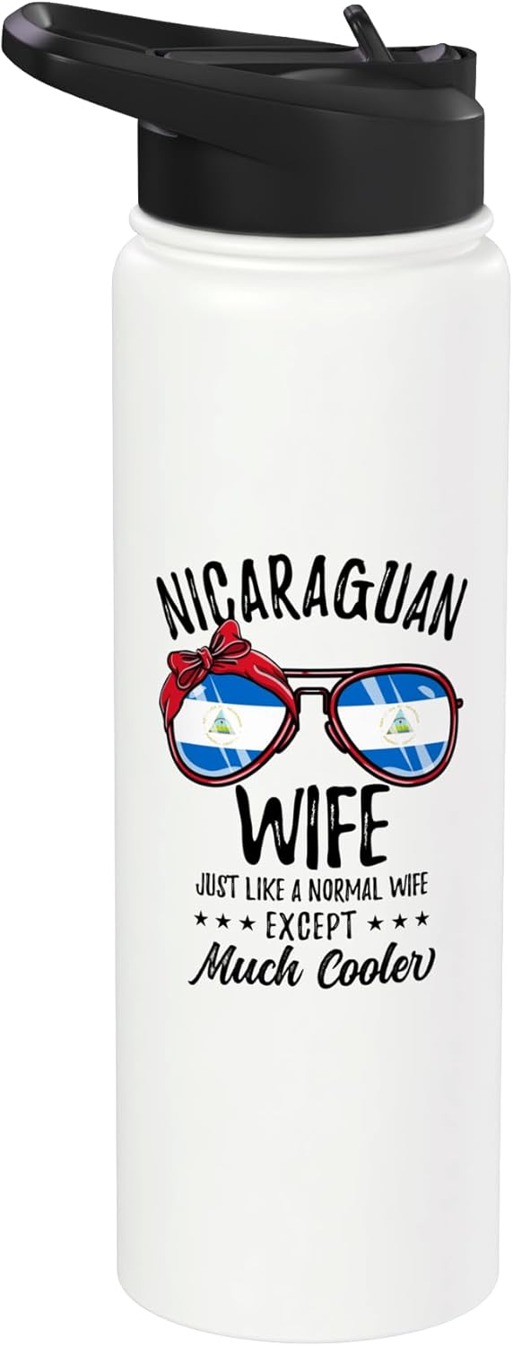 Botella de agua acero inoxidable aislada con esposa nicaragüense