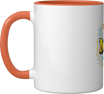 Taza Cerámica Diseño Retro para Café Naranja/Blanco