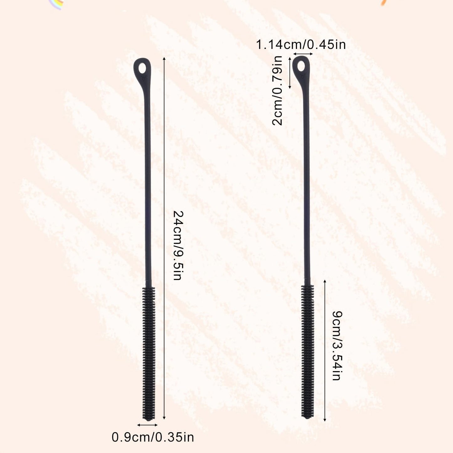 Cepillo silicona pajitas 2 pzas 9.5pulg reutiliz. flexible