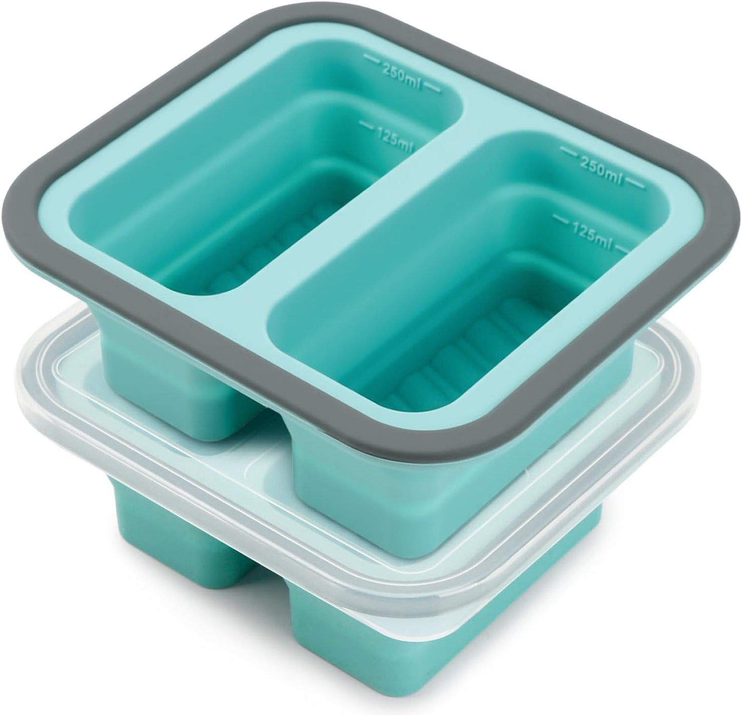 Moldes silicona congelador 2 tazas con tapas para sopa y sobras